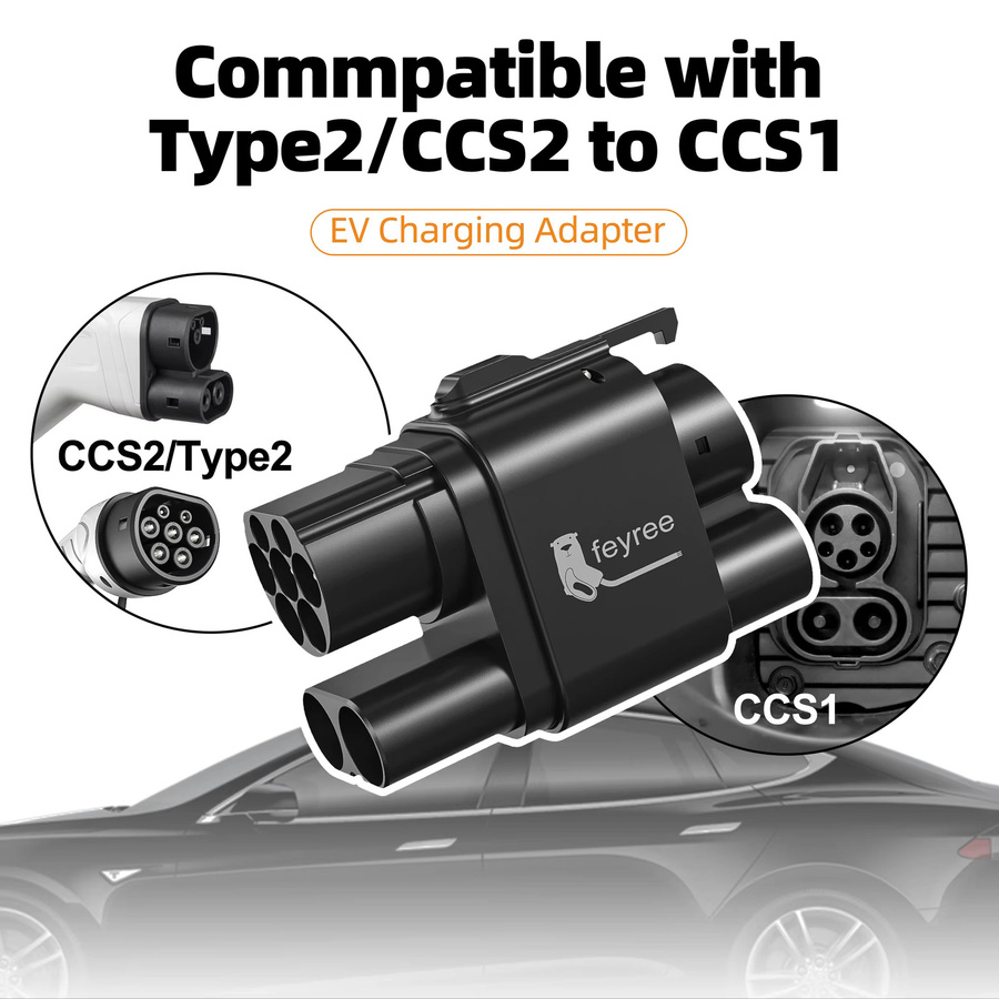 Feyree CCS2 auf CCS1 Adapter für DC Schnellladen von Elektrofahrzeugen in Schwarz - Bild 3