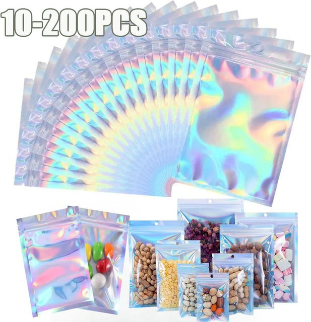 Bunte Laser Ziplock Beutel aus Kunststoff für Schmuck und Geschenke in Mehrfarben - Bild 1