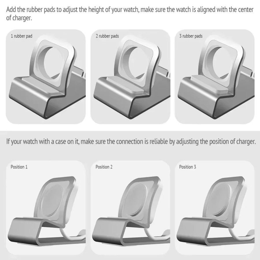 CAOWTAN Ladeständer für Apple Watch, Aluminium, Silikon, Unisex - Bild 5
