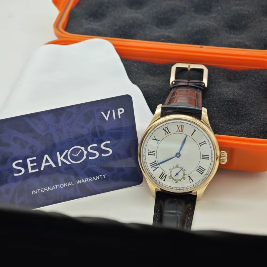 SEAKOSS Armbanduhr, mechanisch, Handaufzug, 44 mm, Leder, Herren - Bild 6