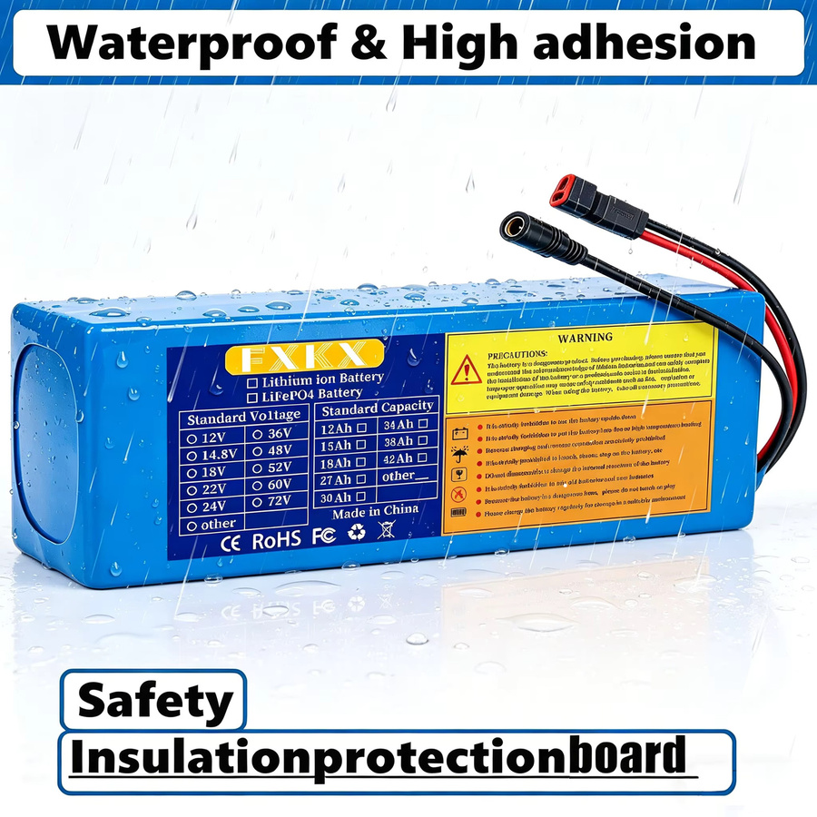 FXKX 36V Elektroroller-Akku 10Ah mit 10S3P 18650 Grade-A Zellen, Blau, XT60 und JST Anschlüsse - Bild 2