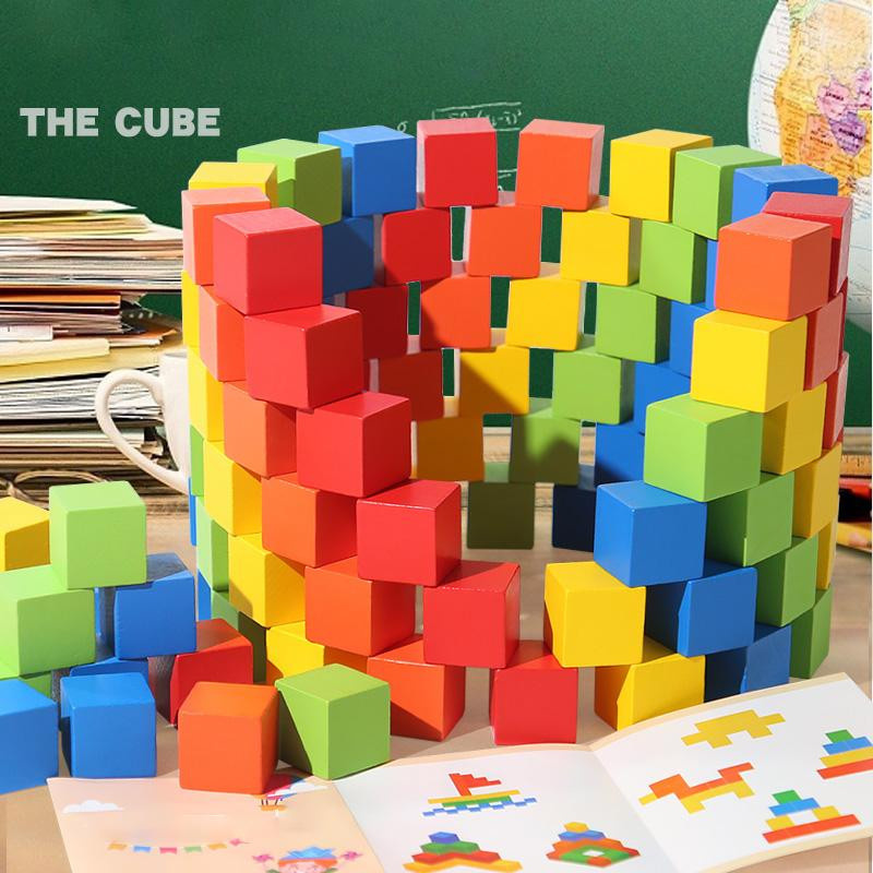 Kidsly Holzbausteine, bunte Würfel, 50-teiliges Set, ab 3 Jahre - Bild 2