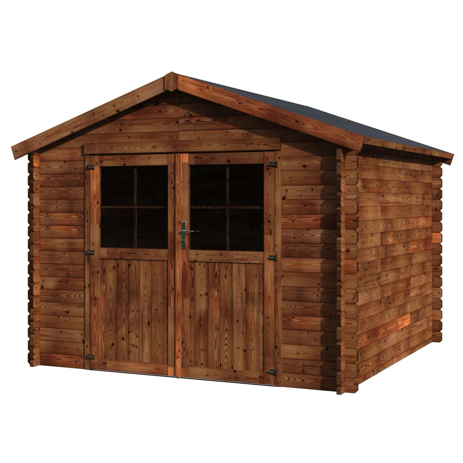 Decor et Jardin Holz-Gartenhaus Valodeal in Braun mit Satteldach und Blockbohlenbauweise, B/T/H: 317 x 245 x 303 cm - Bild 2