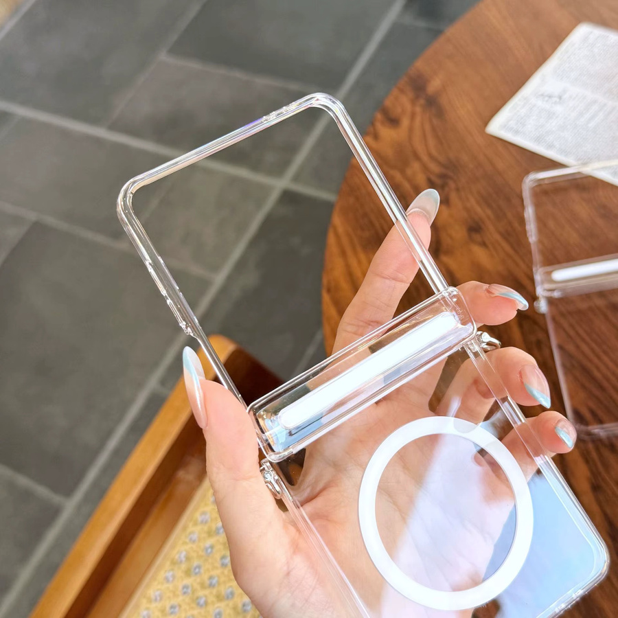 Transparente magnetische Handyhülle für Samsung Galaxy Z Flip 7 5G 2022 aus hartem PC mit Scharnierschutz - Bild 5