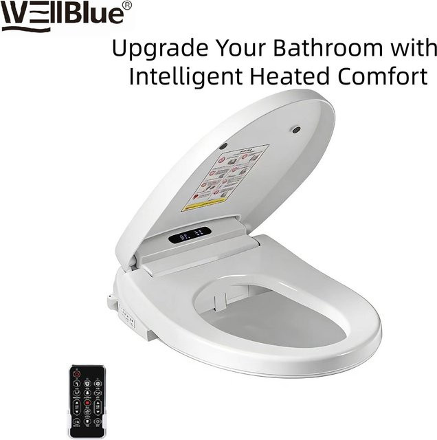 WEllBlue Intelligente Toiletbrille mit Fernbedienung in Weiß mit beheizbarem Sitz, Lufttrockner und hygienischer Reinigungsfunktion - Bild 1