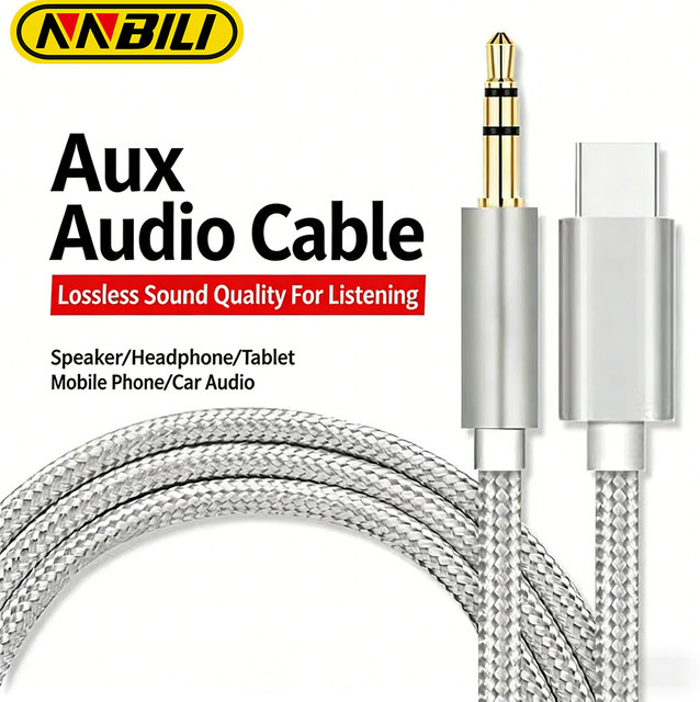 NNBILI USB-C auf 3,5 mm Klinke Audio-Adapter für Android und Samsung, Schwarz - Bild 1