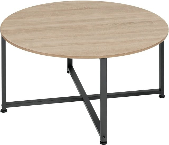 tectake Couchtisch Aberdeen Industrial Style rund in Eiche und Schwarz Durchmesser: 88,5 cm, Höhe: 47 cm - Bild 1