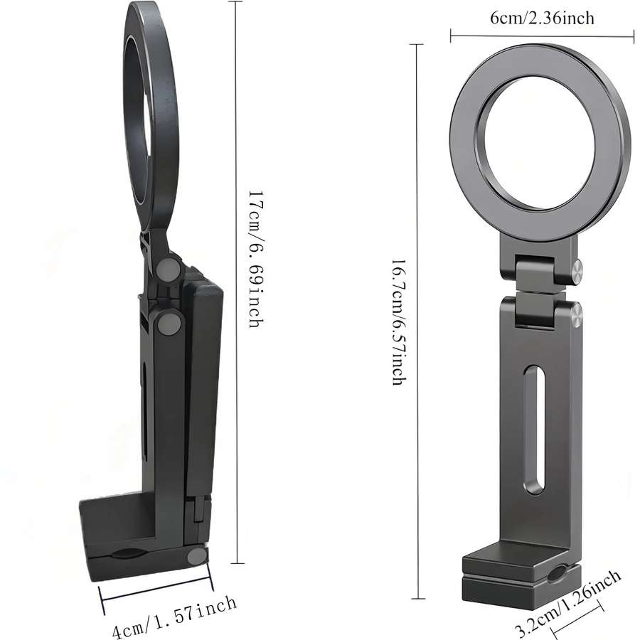Magnetischer faltbarer Telefonstativhalter 360 Grad drehbar in Grau für iPhone und Samsung, tragbarer Handy-Ständer für Videoaufnahmen und Reisen - Bild 6