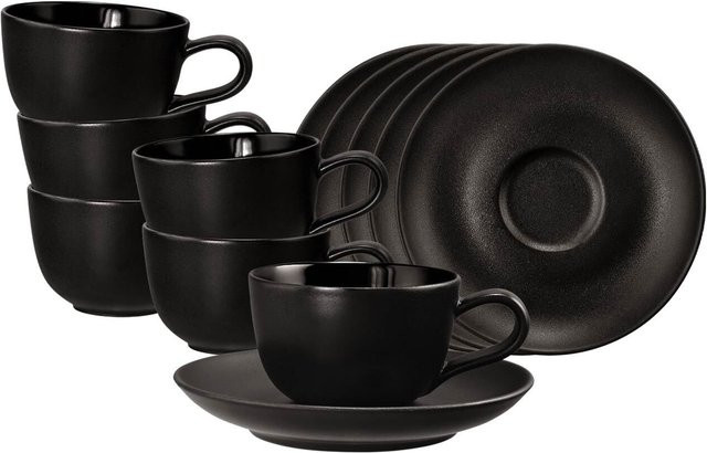 Seltmann Weiden Espressotassen mit Untertassen Liberty Velvet Black 100 ml 6er Set - Bild 1