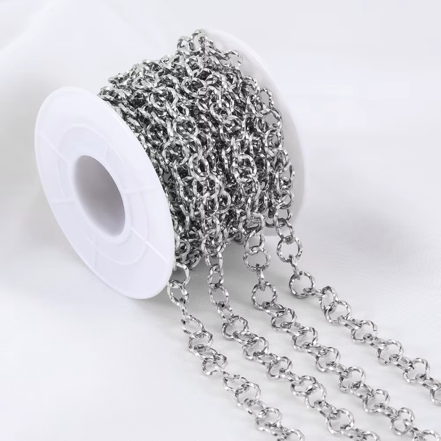 MINGXUAN Halskette, Edelstahl, Silber, 1 Meter, 7 mm, Unisex - Bild 2