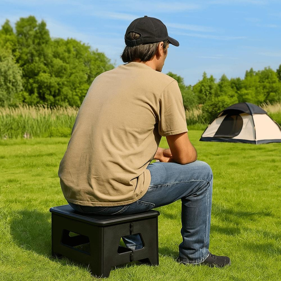 Tragbare faltbare Campingtoilette mit Deckel und Geruchsschutz in Grau - Bild 5
