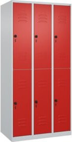 C+P Doppelstock-Spind Classic PLUS mit 3 Abteilen, Farbe Verkehrsrot, H x B x T: 185 x 90 x 50 cm - Bild 1