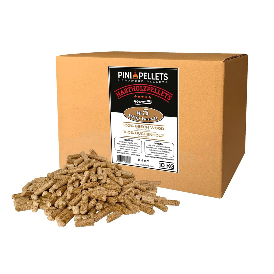 PINI Grillpellets aus 100% Buche, 10 kg zum Grillen, Räuchern und Smoken - Bild 2