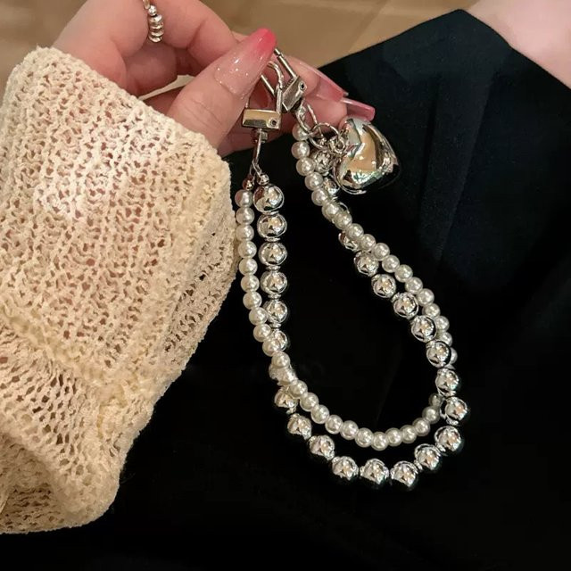 ZY Charm Perlen-Schlüsselanhänger-Armband, Herz-Design, Schleife - Bild 1