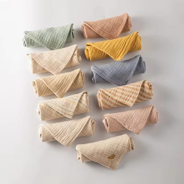10er Set Baby Handtücher und Waschlappen aus weichem Baumwoll-Musselin in Mehrfarben - Bild 1