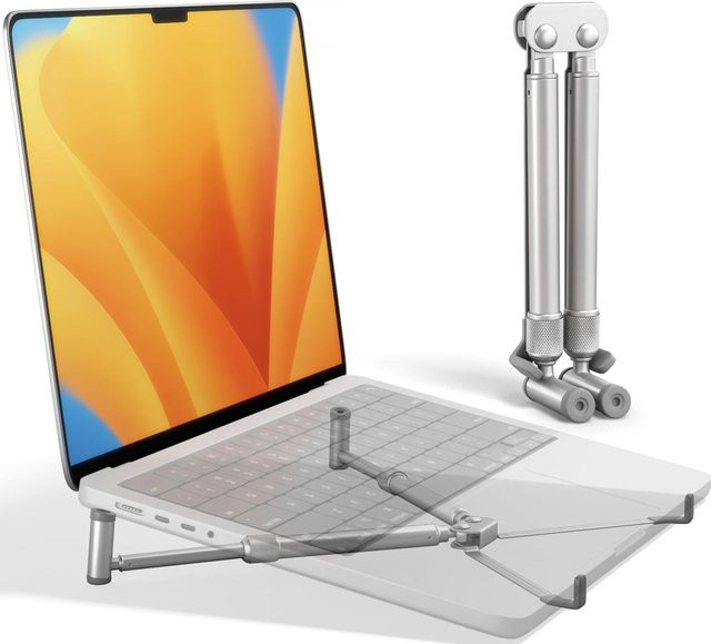 Xnyocn Laptop-Ständer aus Aluminium in Silber, faltbarer vertikaler Notebook-Ständer für MacBook Pro, MacBook Air, Tablet und Smartphone - Bild 1