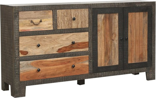 DELUKE Sideboard ERIK aus Mangoholz und Akazie, Mehrfarbig, B/T/H: 88 x 40 x 165 cm - Bild 1
