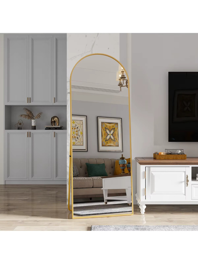 Anajqaqia Ganzkörperspiegel mit Ständer, gewölbter Bodenspiegel in Gold oder Schwarz, Höhe: 162 cm, Breite: 53 cm, Tiefe: 53 cm - Bild 6