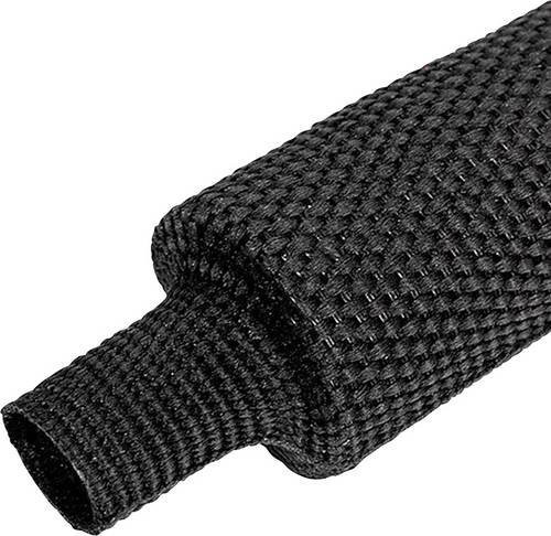 Quadrios Gewebe-Schrumpfschlauch Schwarz 50mm 25mm Schrumpfrate 2:1 Meterware - Bild 1