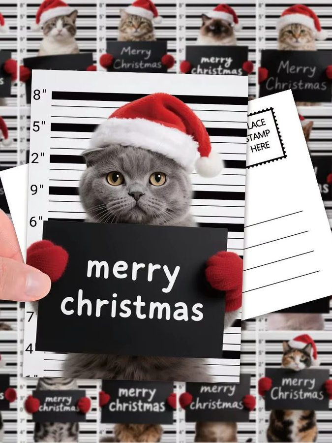 32 Stück Weihnachtskarten mit Katzenmotiven in Multicolor aus hochwertigem Papier - Bild 6