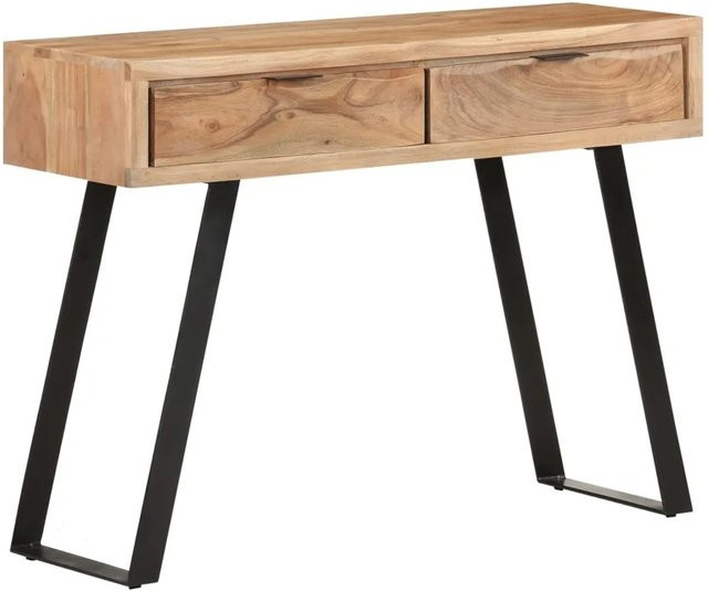 vidaXL Konsolentisch aus Akazienholz und Stahl in Braun/Schwarz mit Naturkanten im industriellen Look, B/T/H: 100 x 35 x 76 cm - Bild 1