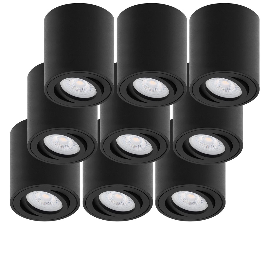 Oktaplex 9er Set Lile M Aluminium Aufbaustrahler Schwarz mit schwenkbaren LED-Modulen Warmweiß 3000K - Bild 2