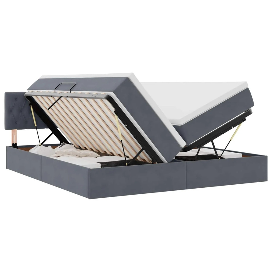 vidaXL Aufbewahrungsbett mit Matratze in Dunkelgrau, B/T/H: 90 x 200 x 100 cm - Bild 2