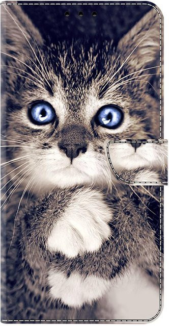 Best Phone Cases Handyhülle aus PU Leder mit Katzenmuster für iPhone 15 Plus, Grau - Bild 1