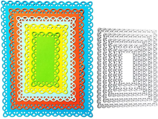 Metall-Stanzformen Set für Kartenherstellung und Sammelalben in verschiedenen Formen wie Rechteck, Quadrat, Kreis, Oval, Herz und Stern, Mehrfarbig - Bild 1