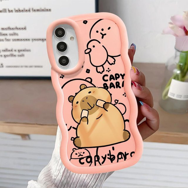 Niedliche Capybara Handyhülle in Pink für Samsung Galaxy Modelle (A16, A52, A14, A11, A15, A13, A12, A21s, A22, A23, A03, A06, A53, A04, A05, A33, A04e) - Bild 1