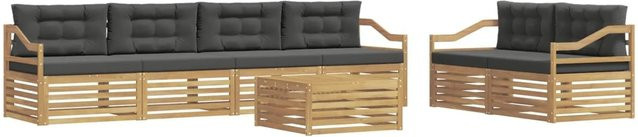 vidaXL Outdoor-Sofagarnitur 7-teilig aus Akazienholz mit Polsterkissen in Anthrazit und Weiß - Bild 1