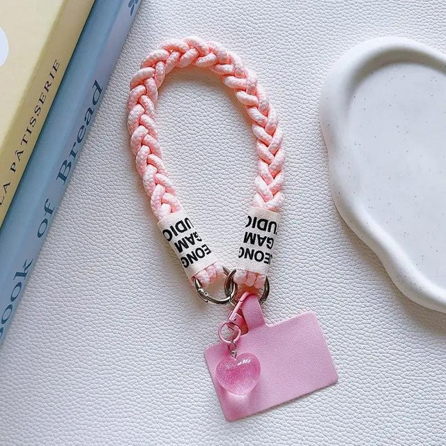 Love Home Garden Handy-Lanyard mit Liebesherz-Anhänger und gedrehtem Seil für dein Smartphone, Unisex, Weiß, Blau, Pink - Bild 1