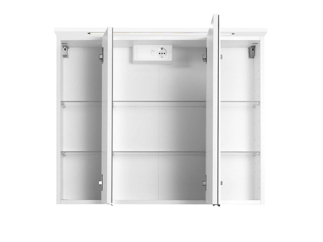 HELD Bologna 3D Spiegelschrank mit LED-Einbauleuchte und Rasierersteckdose, Weiß, B: 80 cm, H: 76 cm, T: 20 cm - Bild 2
