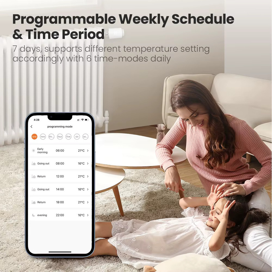 AVATTO ZigBee Thermostat-Heizkörperregler, intelligentes TRV Thermostatventil in Weiß zur Temperatursteuerung, kompatibel mit Tuya, Alexa und Google Home - Bild 2