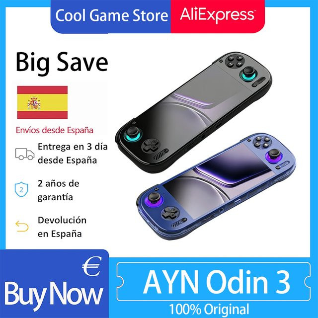 AYN Odin 3 Tragbare Spielekonsole in Schwarz mit 6 Zoll 120Hz AMOLED-Bildschirm, 8000mAh Akku und Hall-Effekt-Joysticks für Retro-Spiele - Bild 1