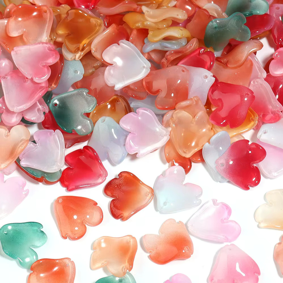 Linsoir Beads Lampwork Perle, mehrfarbig, Pfingstrose Blütenblatt, 19 × 19,5 mm, Unisex - Bild 3