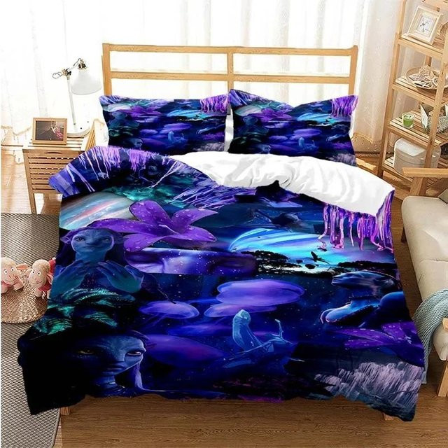 Gu Tao Bettwäscheset Avatar Film Motiv Blau, 3-teilig aus Polyester, B/H: 210 x 210 cm - Bild 1