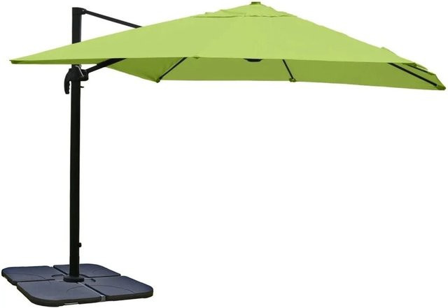 Gastronomie-Ampelschirm MCW-A96 in Grün mit Ständer, drehbar, aus Polyester und Alu, B/T/H: 3 x 3 x 4,24 m - Bild 2