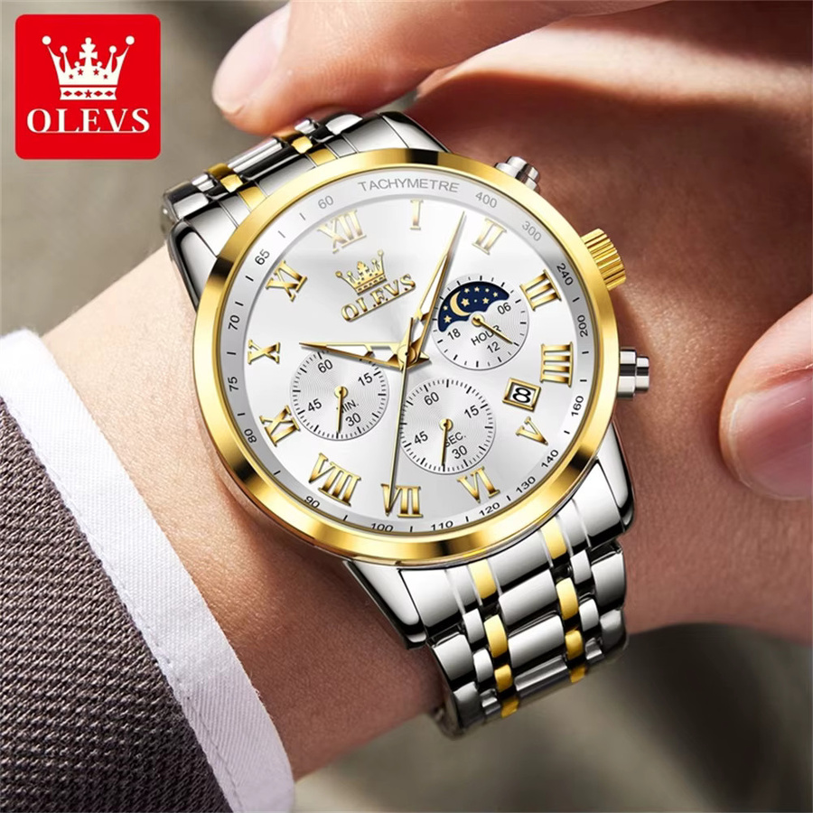 Olevs Armbanduhr Chronograph, Quarz, Edelstahl, Herren - Bild 5
