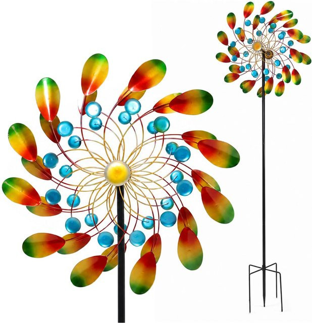 Lemodo Windrad Garten Peacock aus Metall in Pfauenoptik, buntes Windspiel, Höhe: 212 cm - Bild 1