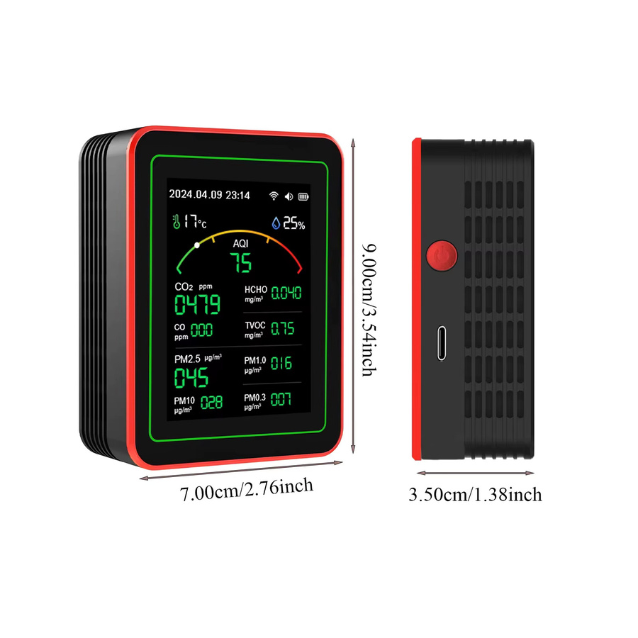 Tuya WiFi Luftqualitätsmonitor 15 in 1 mit App-Steuerung als Gasdetektor und AQI Messgerät für PM2.5 PM10 PM0.3 TVOC HCHO CO CO2 in Weiß oder Schwarz - Bild 5