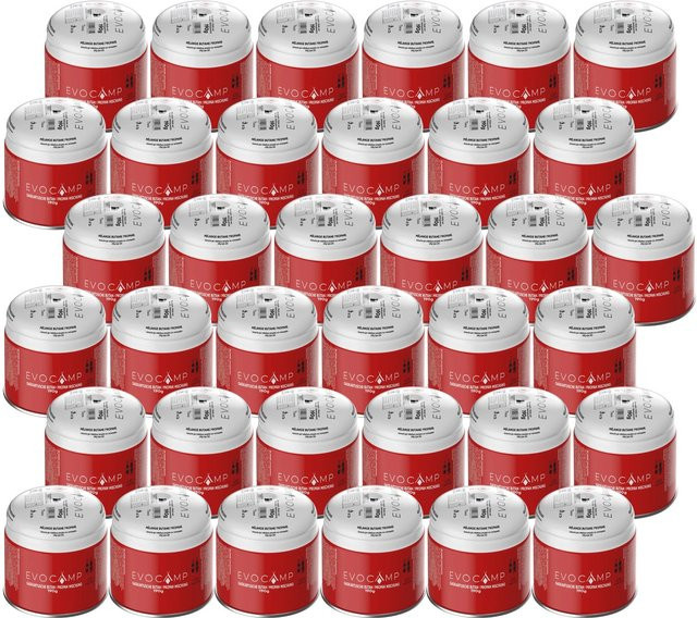 Evocamp Gaskartuschen Set 36 Stück Butan Propan 190g Stechkartusche Typ 200 EN417 mit Sicherheitsventil für Gaskocher - Bild 1