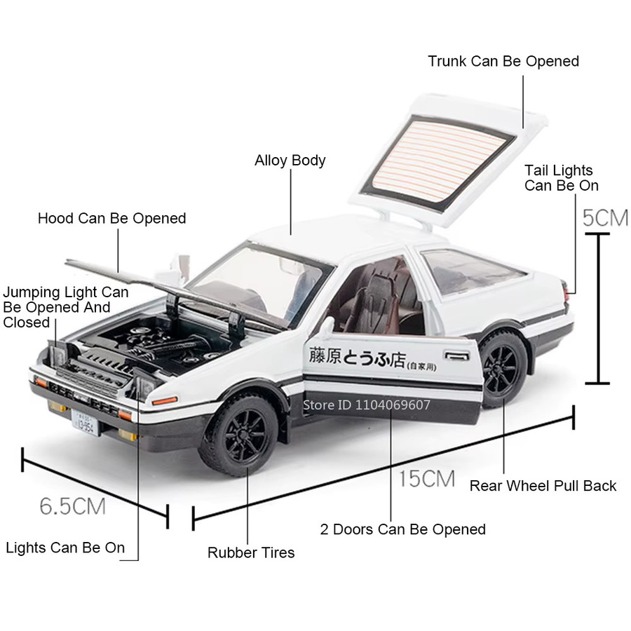 MAKEDA AE86 Oldtimer-Spielzeugmodell, 1:30, Metall, Licht und Sound - Bild 2