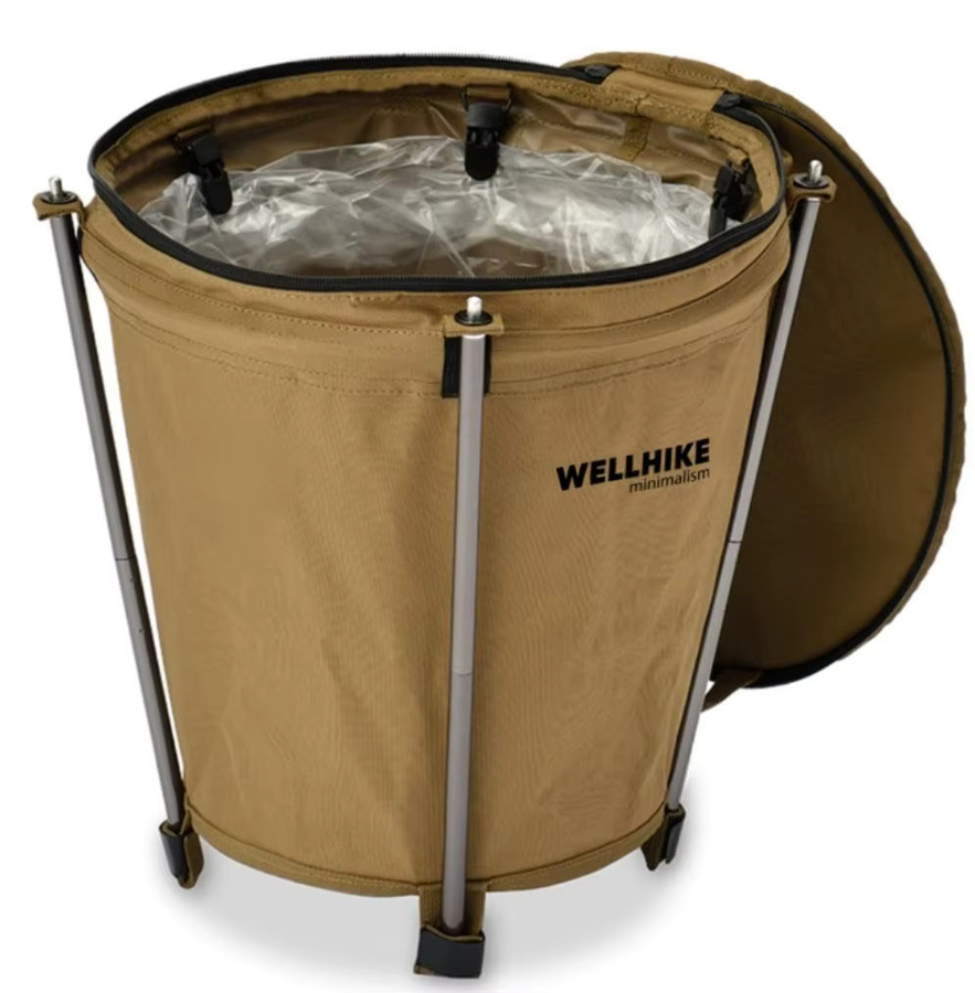 WELLHIKE Outdoor Camping Mülleimer aus Oxford-Gewebe, zusammenklappbar und tragbar, Schwarz - Bild 5