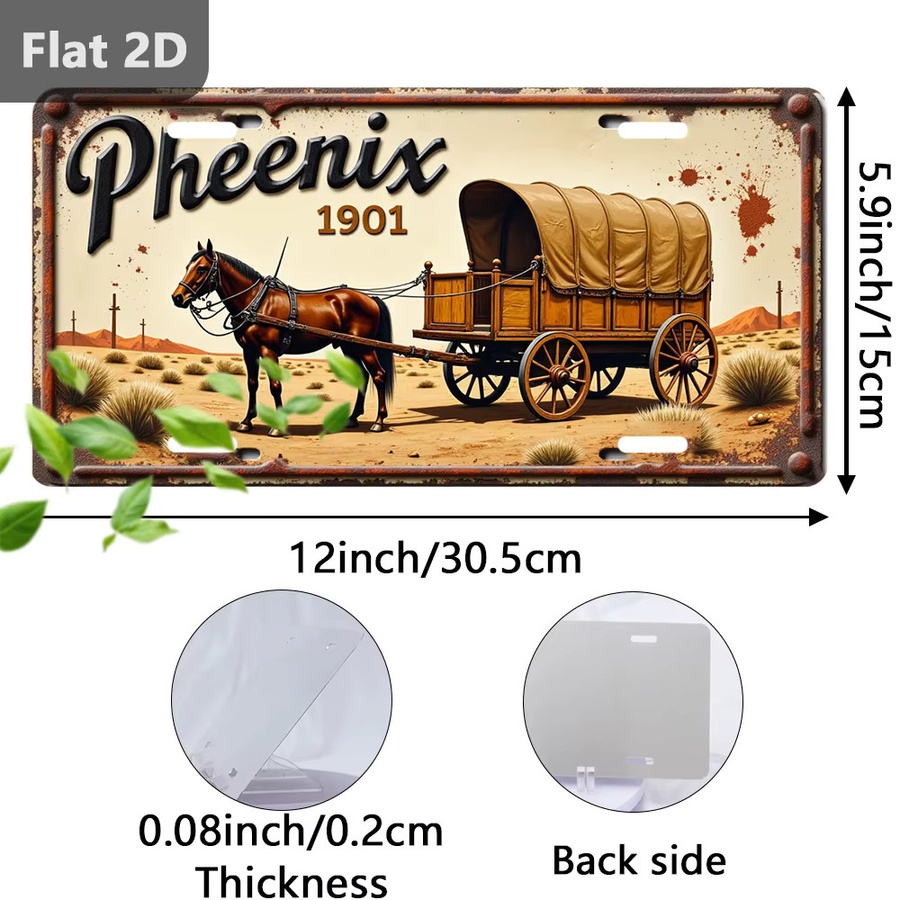 Vintage Blechschild Phoenix Wagon 1901 von CIFBUY, Retro Wanddekoration aus Metall in Mehrfarbig, Breite: 30,48 cm, Höhe: 15,0 cm, Tiefe: 15,0 cm - Bild 2