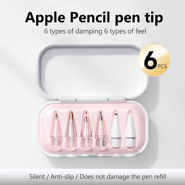 4/6 Stück Ersatzspitzen für Apple Pencil Pro sowie 1. und 2. Generation in Weiß inklusive Aufbewahrungsbox - Bild 1