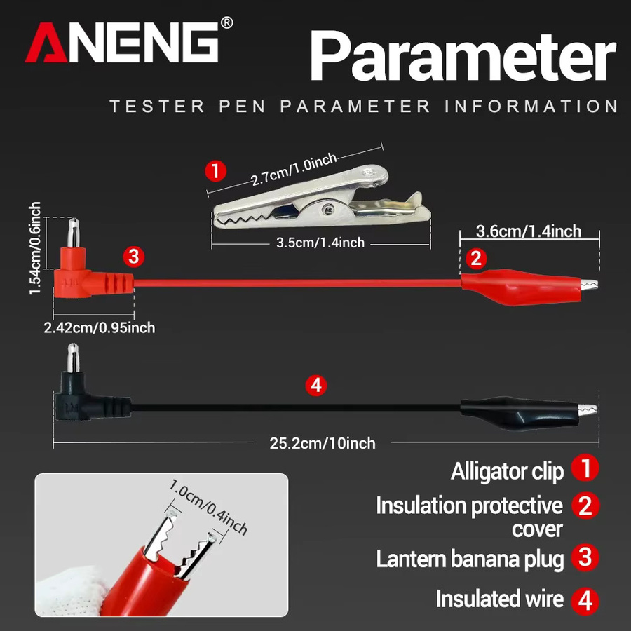 ANENG Universal-Multimeter-Prüfleitungen mit Krokodilklemmen und Silikonisolierung, hitzebeständige Messleitungen - Bild 4