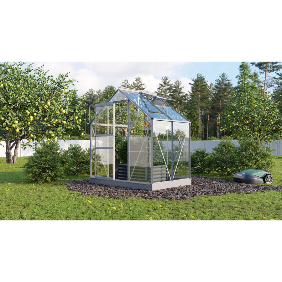 Vitavia Gewächshaus Planet 2500 aus Aluminium mit Sicherheitsglas und Fundamentrahmen in Silber, 2,5 m² - Bild 2