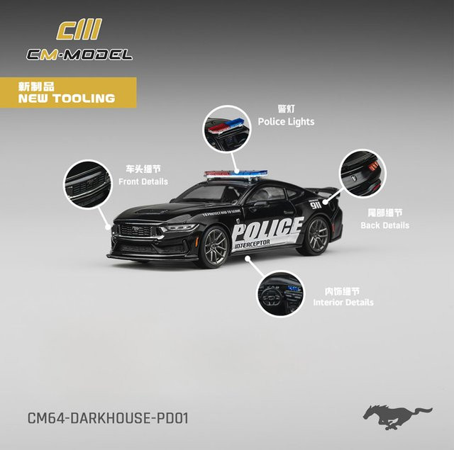 CM Modell Dark Horse Polizeiauto & GTD Diecast-Set, 1:64, Metall, ab 14 Jahren - Bild 1