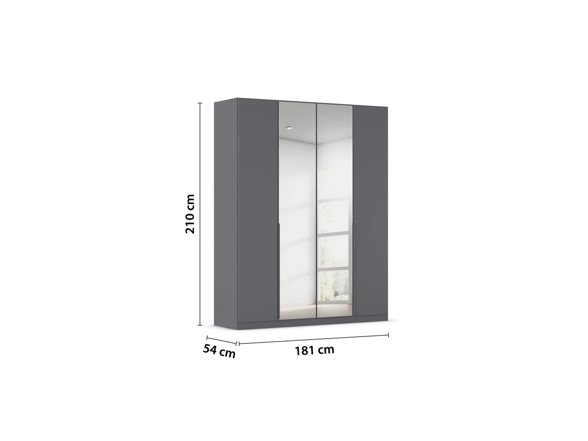 RAUCH Drehtürenschrank Alabama mit Spiegel in Graumetallic, B/H: 181 x 210 cm - Bild 3